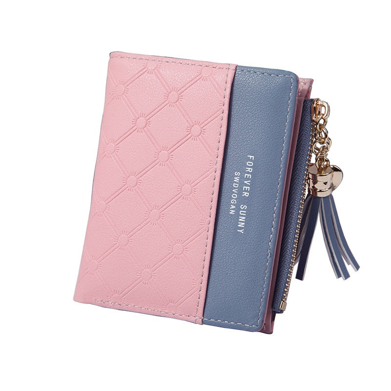 IELGY ladies coin purse contrast color wallet zipper button bag