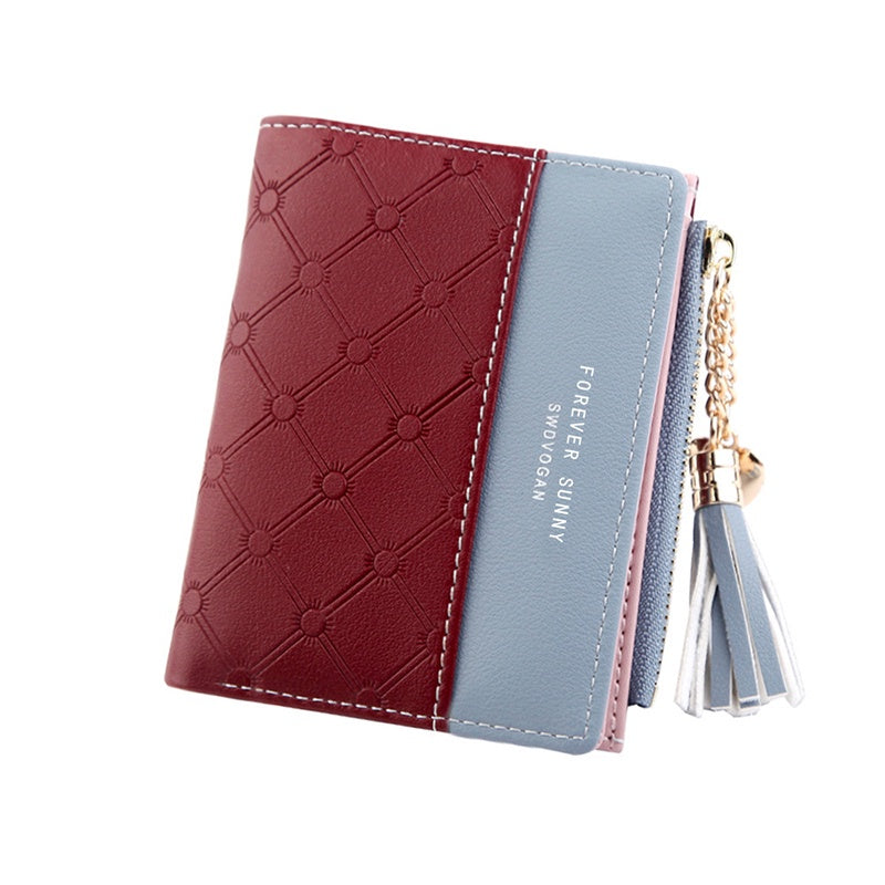 IELGY ladies coin purse contrast color wallet zipper button bag