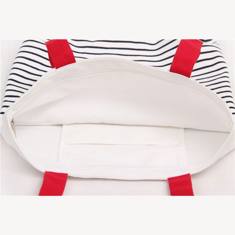 IELGY Handmade canvas bag hand strap shoulder striped canvas bag