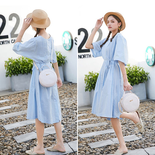 IELGY female bag Korean style trendy crocodile pattern small round bag shoulder diagonal bag