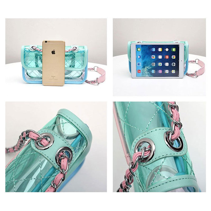 Transparent bag Lingge chain bag Messenger bag Jelly bag