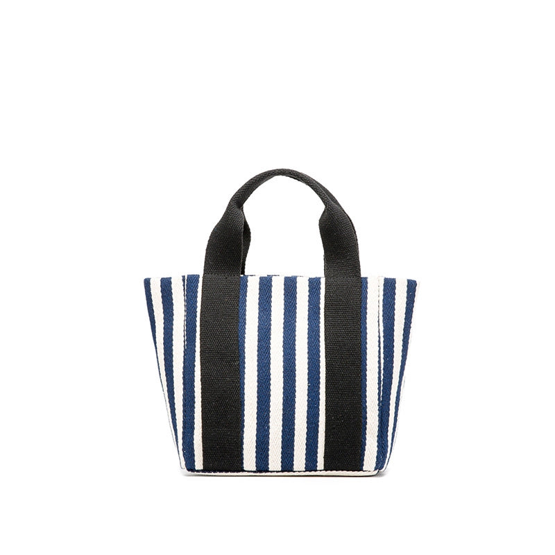 IELGY Simple striped canvas bag, small fresh canvas handbag, messenger handbag