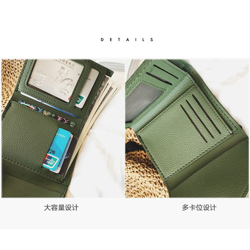 Small ring short section three fold thin money wallet women new simple