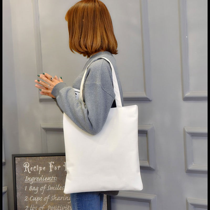 Solid color canvas bag art female shoulder canvas bag