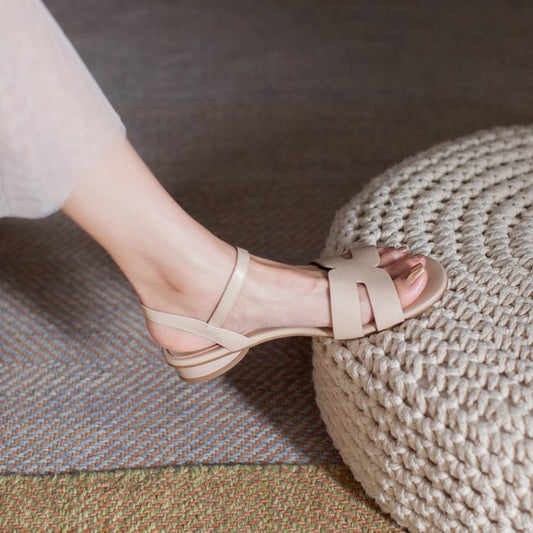 IELGY Fashion Round Toe Low Heel Roman Sandals Women's Strap