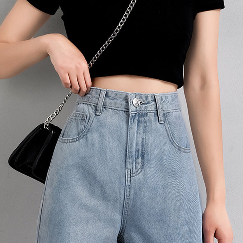 IELGY blue loose straight jeans women high waisted trousers