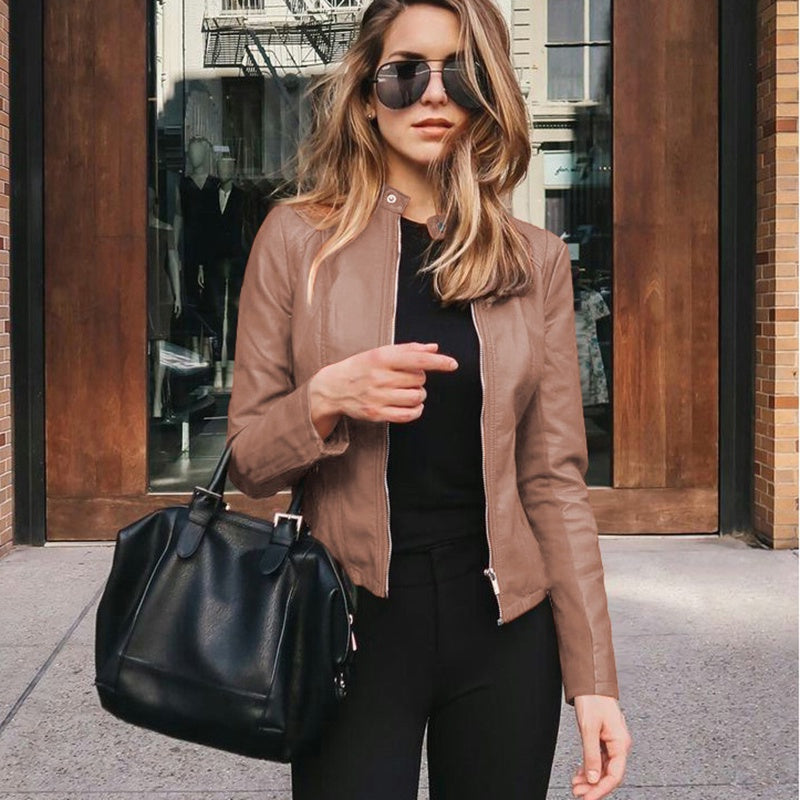 IELGY autumn and winter women's fashion leather PU suit jacket