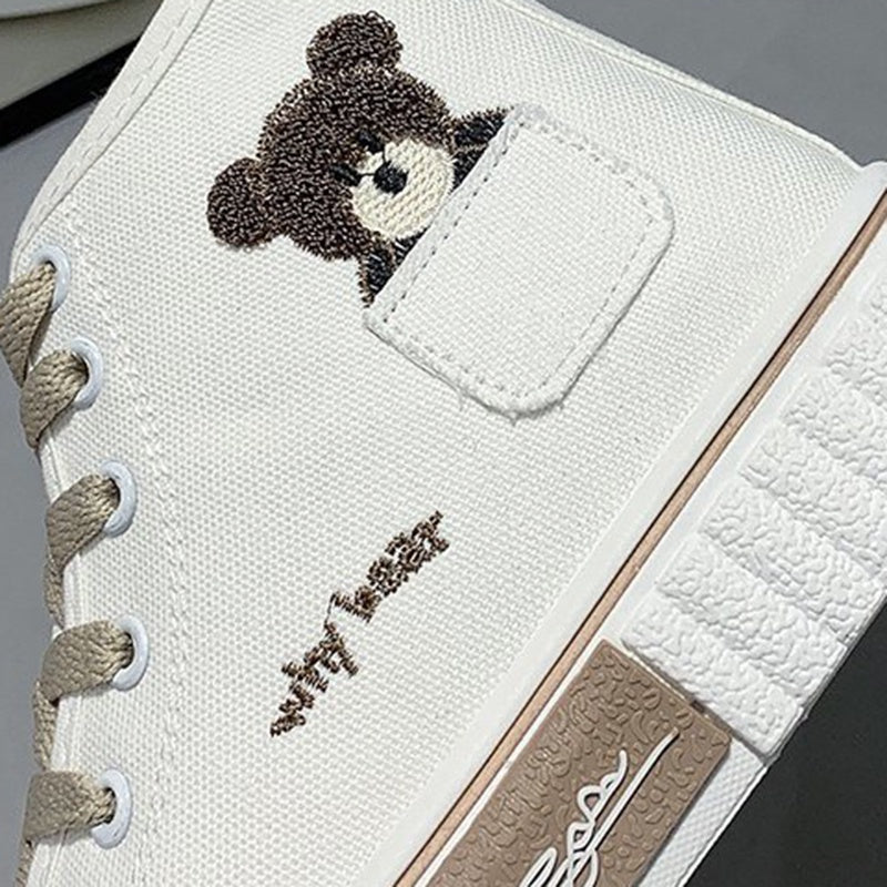 IELGY fashion high-top canvas shoes female Korean style college style cute ins street shooting