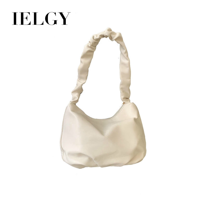 IELGY  Pleated bag soft leather South Korean underarm bag fashion large size bag