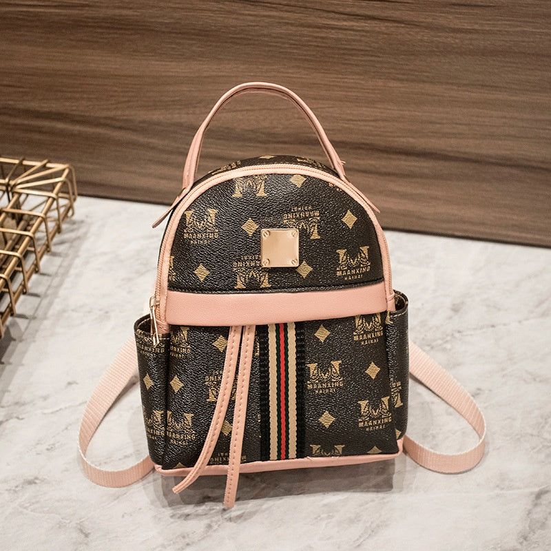 IELGY Korean printing contrast color drawstring backpack large capacity simple handbag