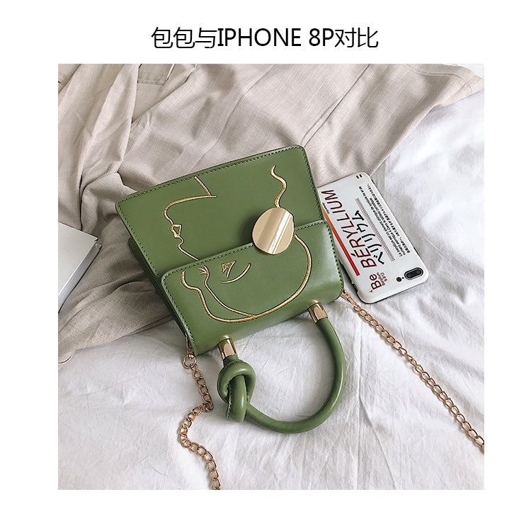 IELGY Fashion Embroidered Handbag Chain Single Shoulder Crossbody Bag