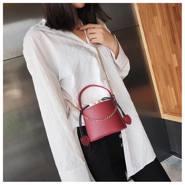 Shoulder bag chain bag portable mini bucket bag
