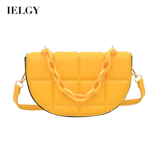 IELGY Fashion Crossbody Saddle Bag Casual Simple Pure Color Chain Semicircle