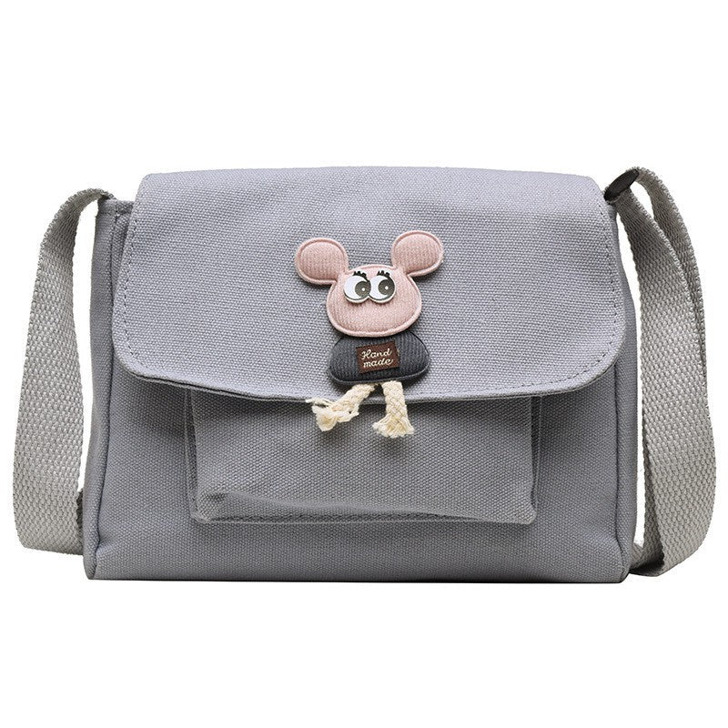 IELGY Korean version canvas bag multi-color optional all-match yellow shoulder bag cartoon crossbody Bag women small fresh