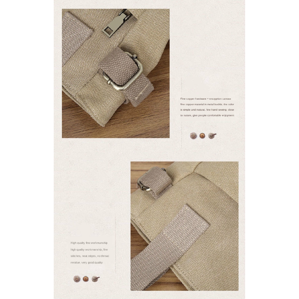 IELGY canvas bag women's shoulder all-match canvas bag Japanese retro large capacity