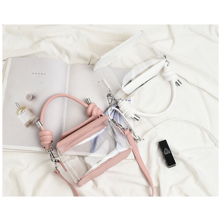IELGY transparent small square box plastic shoulder slung handbag