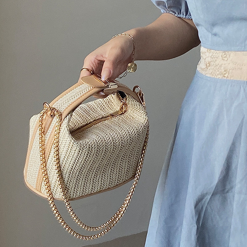 IELGY Straw handbag fashion hand bag female bag tide all-match one-shoulder diagonal bag