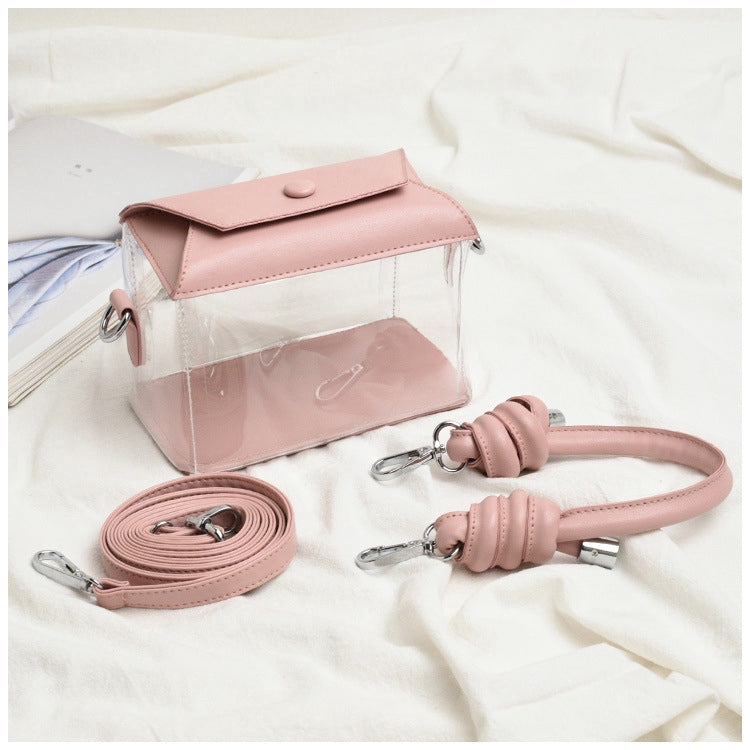 IELGY transparent small square box plastic shoulder slung handbag