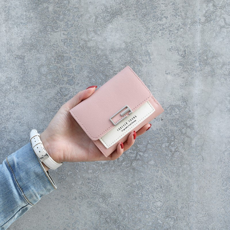 IELGY Wallet women's short buckle fashion Mini zero wallet