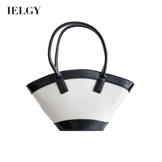 IELGY stitching bucket bags Women's bags zipper Fashion large capacity canvas ladies shoulder bags handbags fashion, trend