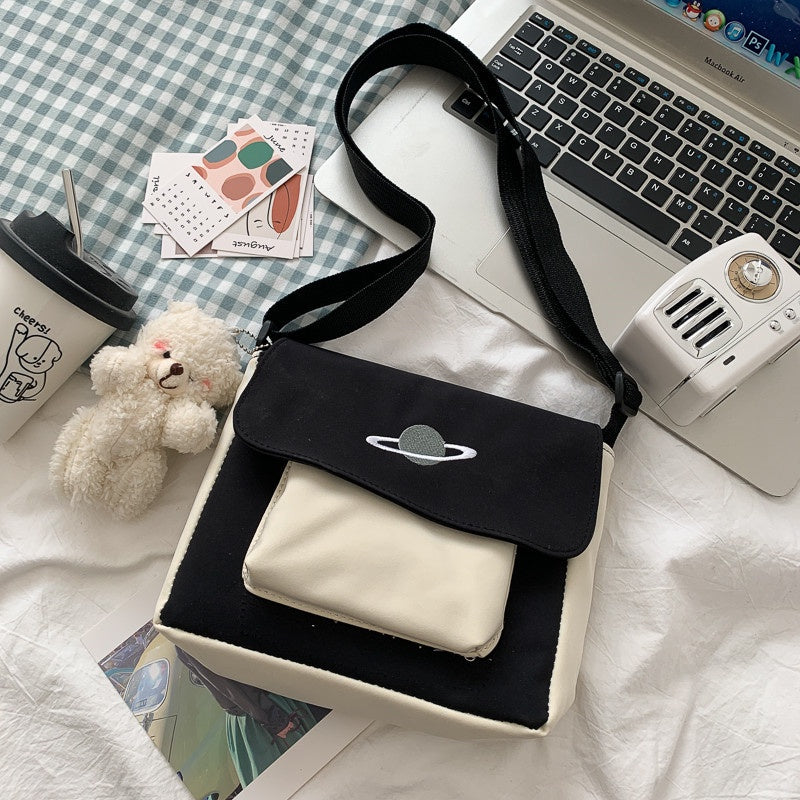 IELGY Spot new solid color street canvas shoulder bag