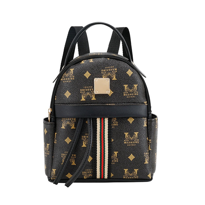IELGY Korean printing contrast color drawstring backpack large capacity simple handbag