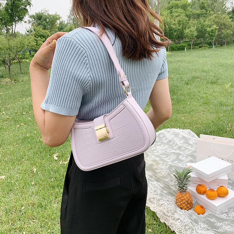 IELGY Crocodile pattern French niche Korean fashion plaid casual all-match handbag