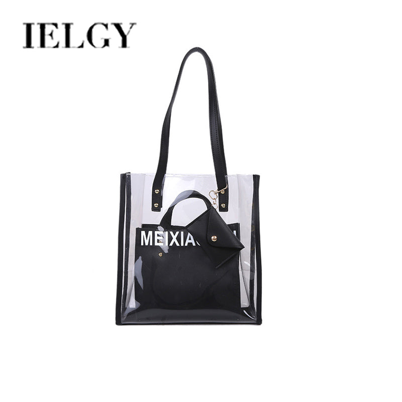 IELGY Jelly large transparent bag capacity, photo capacity and women's tote bag