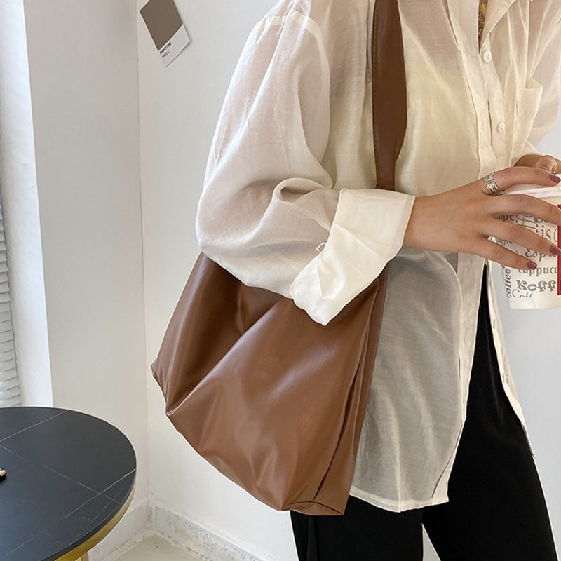 IELGY casual simple soft face solid color ladies big bag