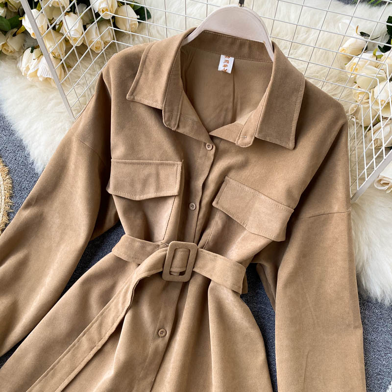 IELGY Women's clothes big pockets all-match V-neck tooling ties retro fashion shirts long sleeves