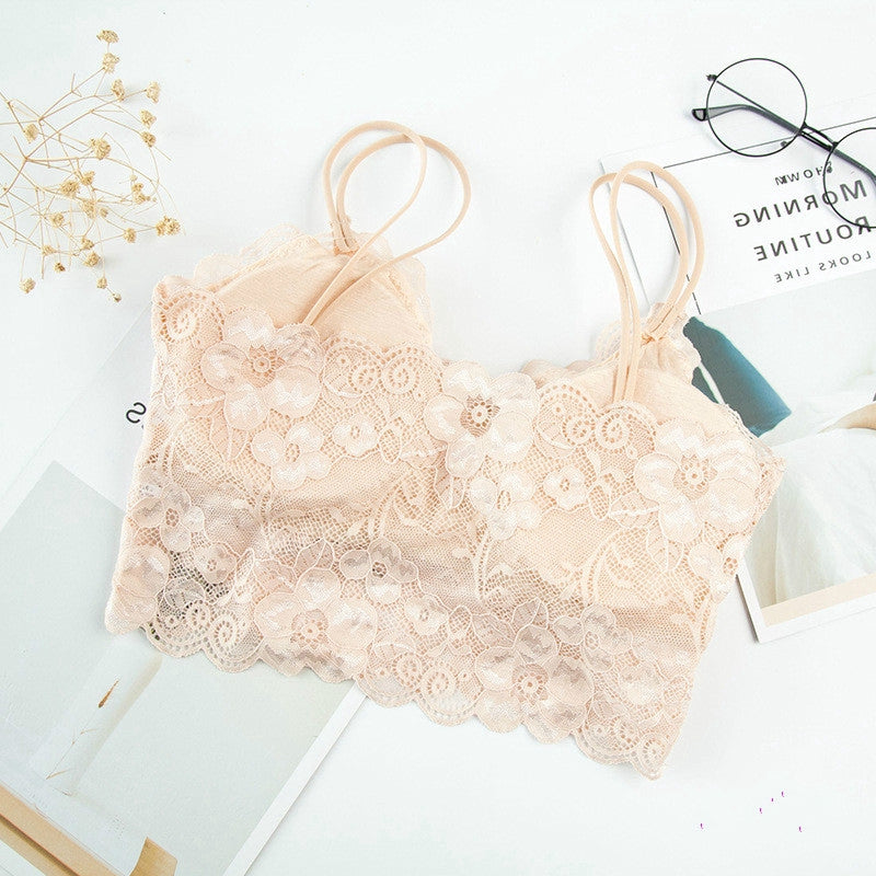 IELGY Lace beauty back sun flower wrapped chest underwear vest tube top