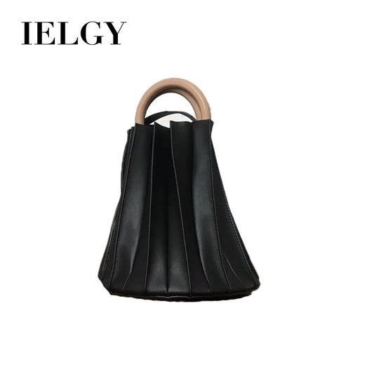 IELGY Korean three-dimensional pleated wooden ring bucket bag