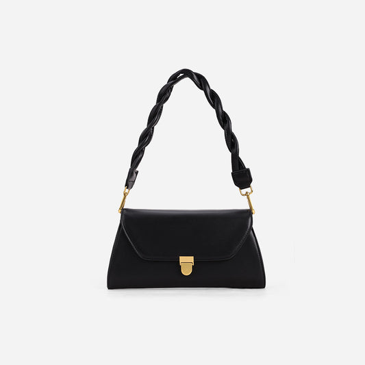 IELGY one shoulde Women's bag chain messenger bag braided strap Fashionable One shoulder PU female French style  underarm bag
