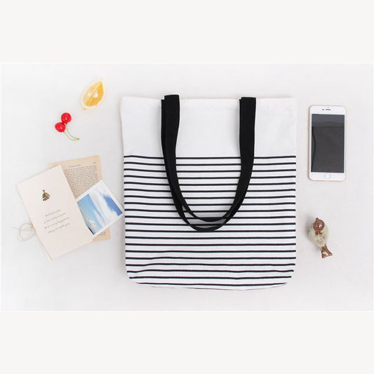 IELGY Handmade canvas bag hand strap shoulder striped canvas bag