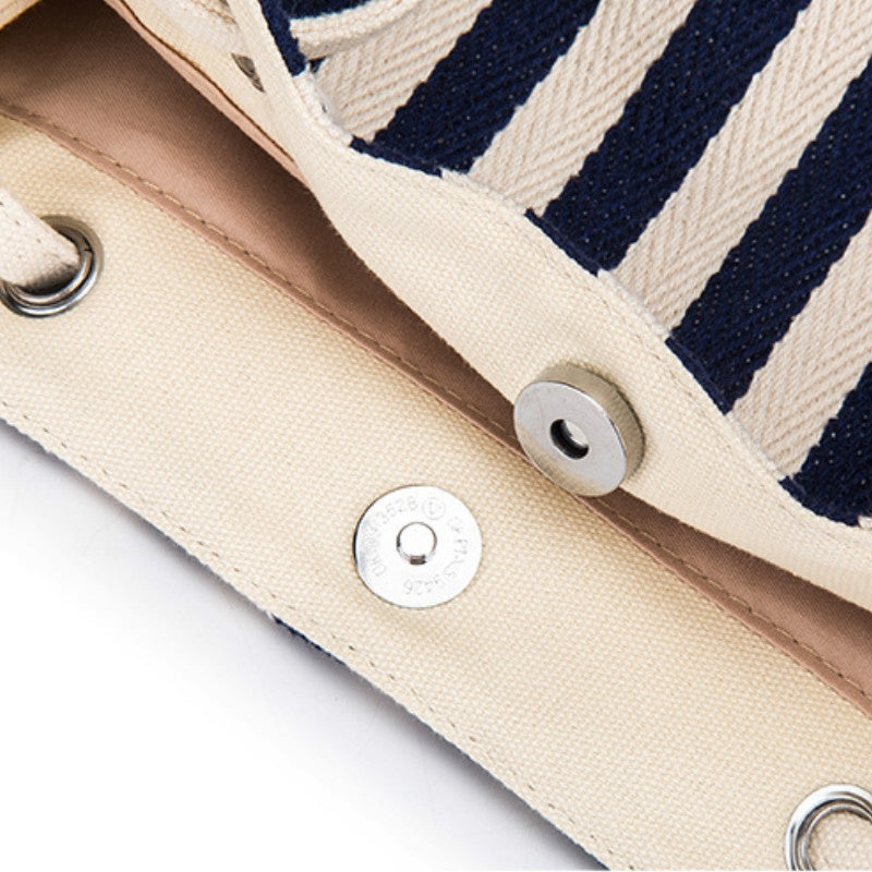 IELGY European and American striped canvas simple canvas bag Small fresh striped shoulder bag Messenger handbag