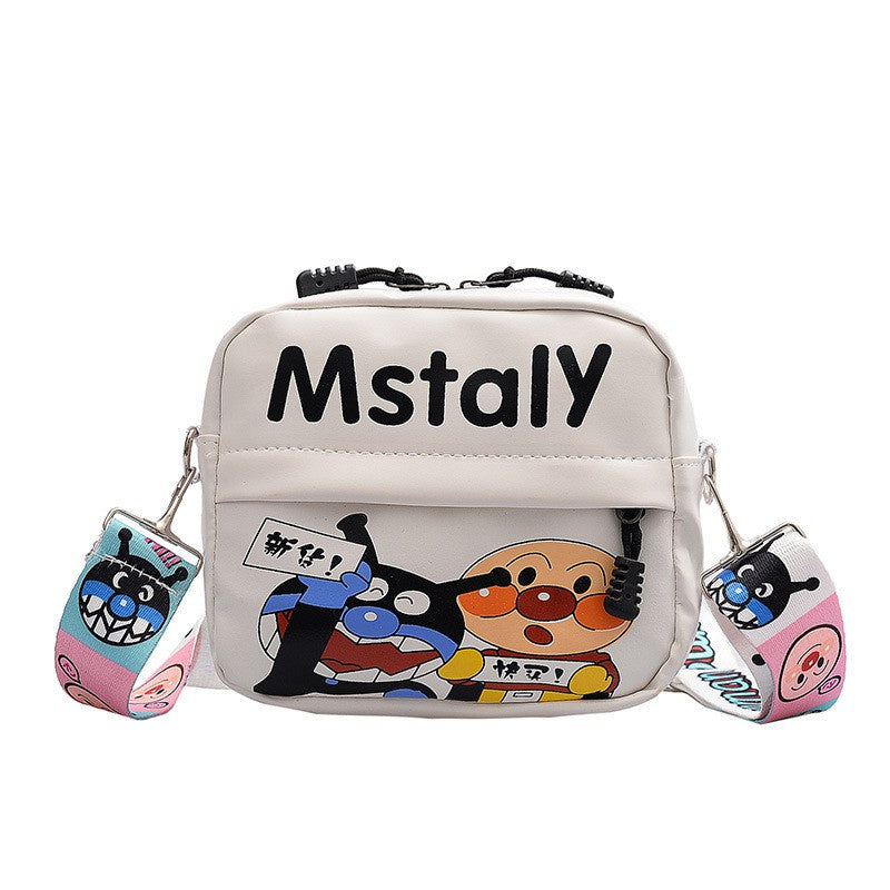 IELGY small bag crossbody street fashion broadband Western style cartoon all-match cute print white Korean version