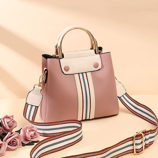 IELGY Fashion Stripe Korean Temperament Messenger Bag Simple Bucket Type
