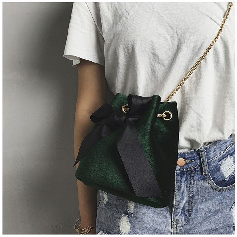 Korean version of the retro bucket bag chain shoulder bag female