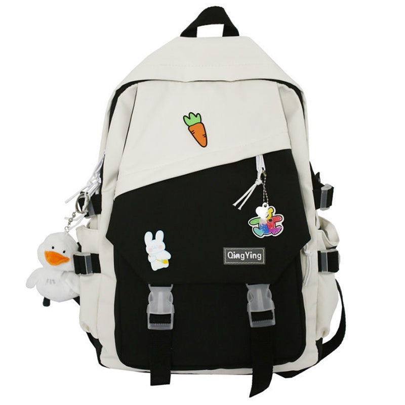 IELGY school bag female ins wild black fashion design backpack