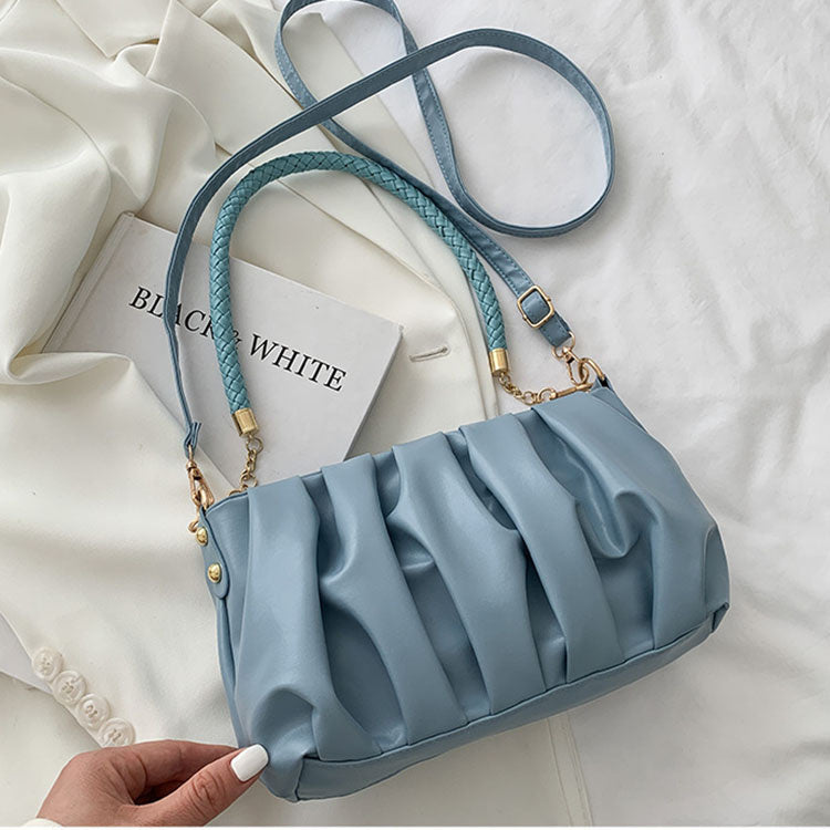 IELGY Folding bag female Korean shoulder bag trend Joker atmosphere solid color clouds diagonal bag