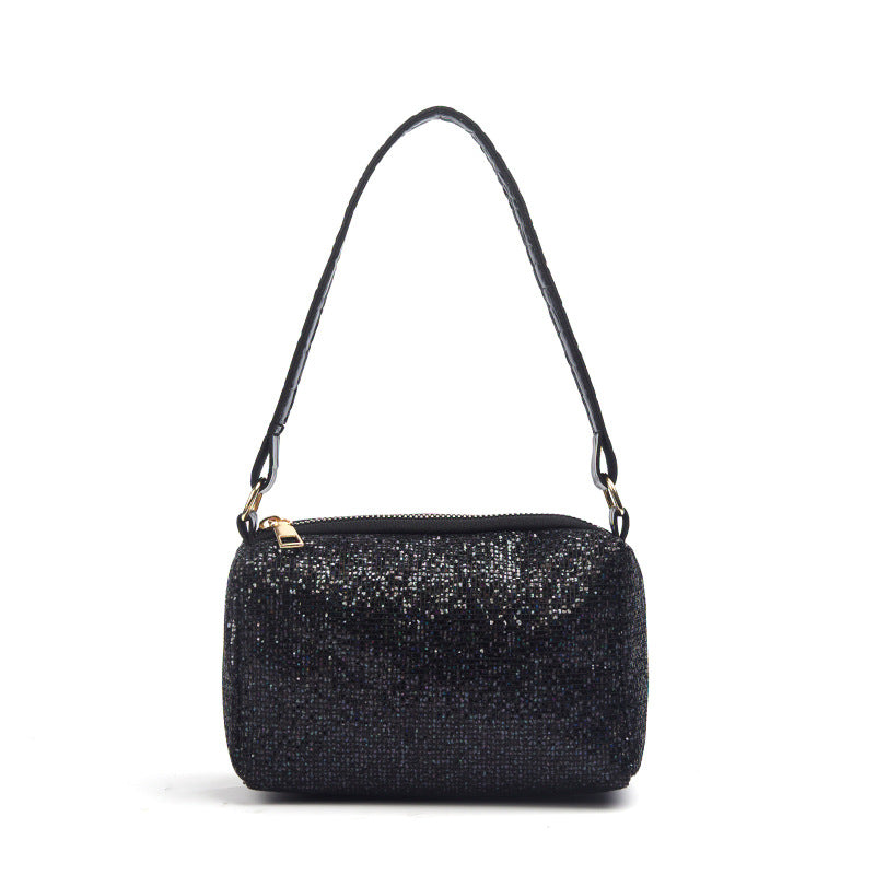 IELGY Fashion casual sequins large capacity shoulder lightweight cross-body handbag portable pillow bag chain