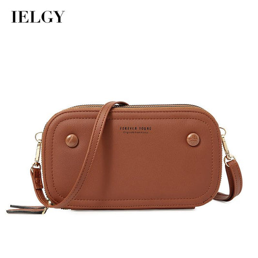 IELGY Korean retro versatile multifunctional smooth zipper phone bag for ladies