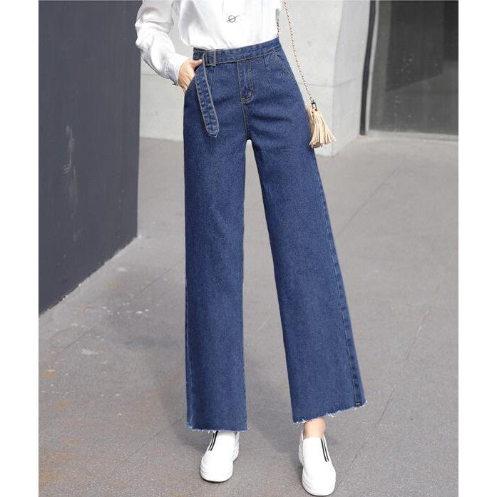 IELGY Super fire straight loose jeans wide leg pants women high waist cropped pants