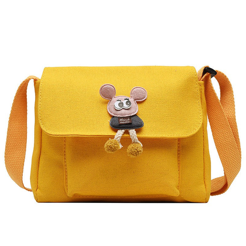IELGY Korean version canvas bag multi-color optional all-match yellow shoulder bag cartoon crossbody Bag women small fresh