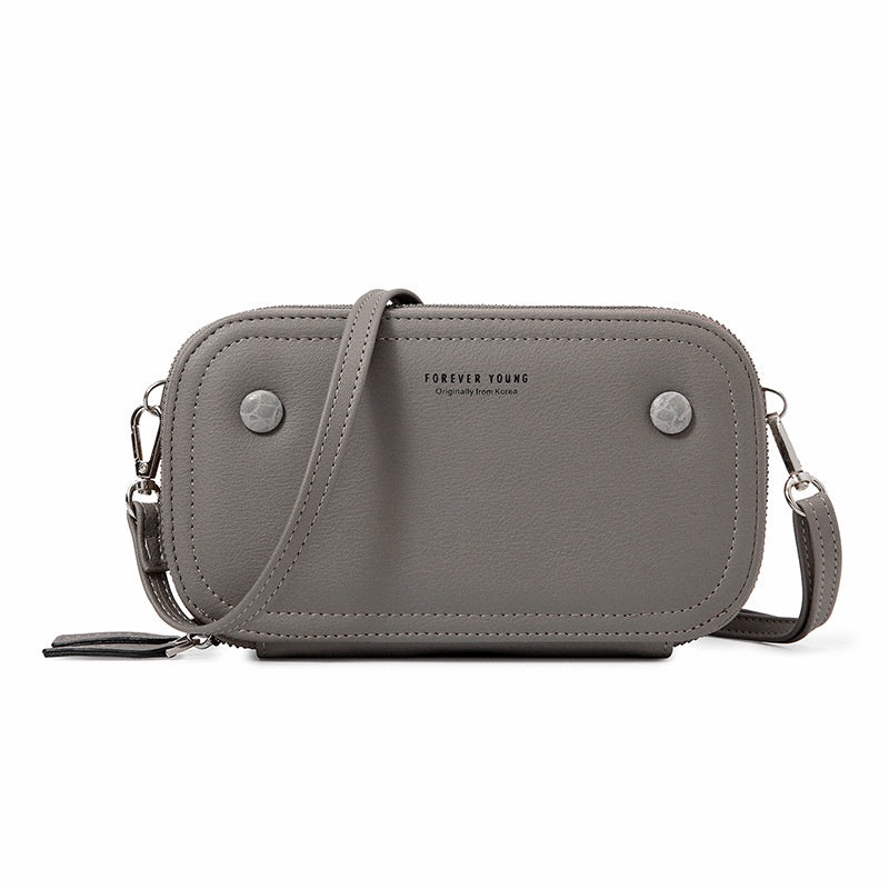 IELGY Korean retro versatile multifunctional smooth zipper phone bag for ladies