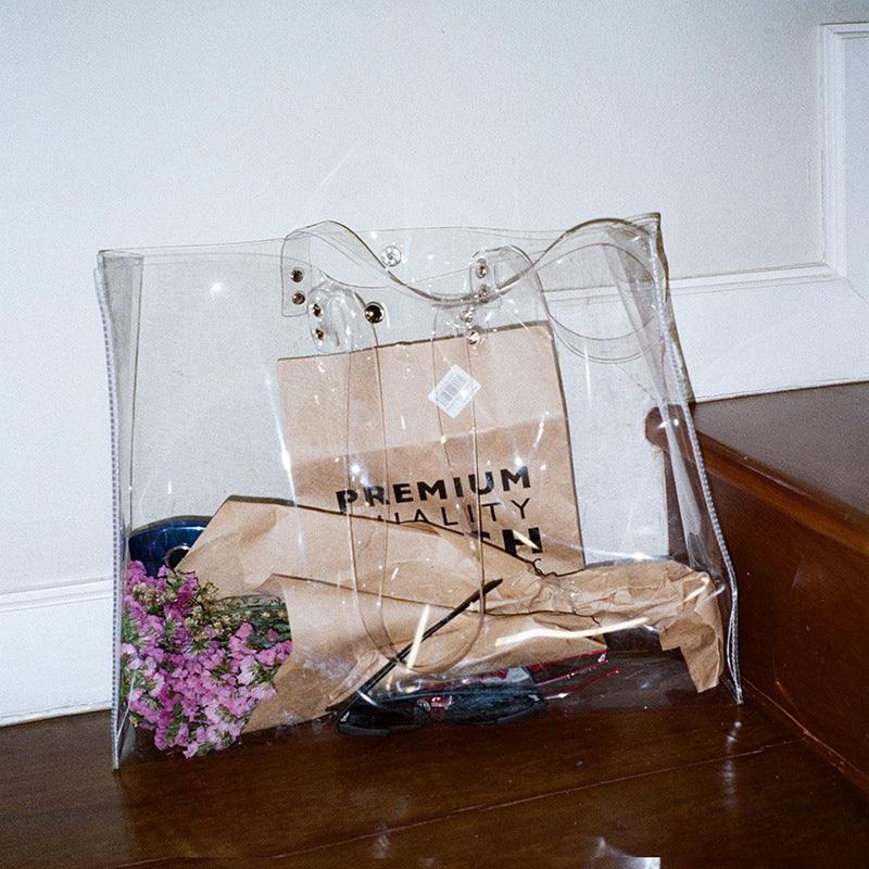 Ins transparent package PVC jelly package shopping beach bag
