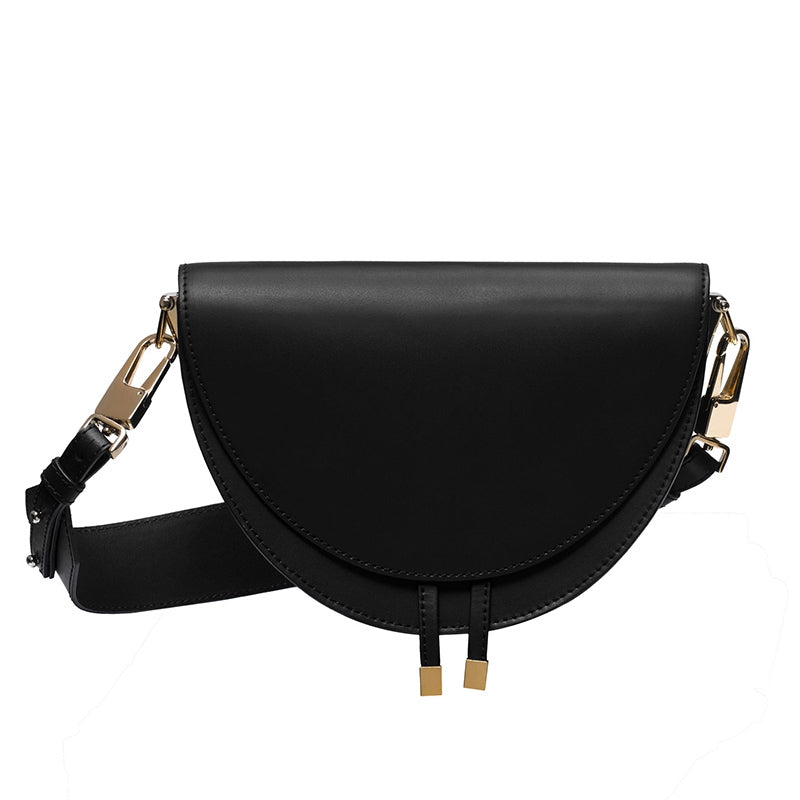 IELGY Korean crocodile pattern wide shoulder strap Messenger bag semicircle