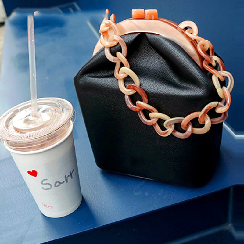 IELGY Acrylic Clip Bucket Bag Thick Chain Tote Shoulder Bag