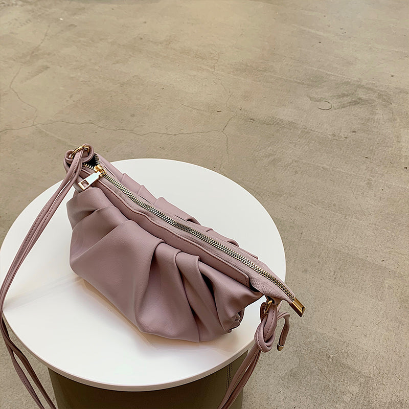 IELGY ALL-match Soft surface PU Shoulder Plain Portable Women's Bag Casual Fold