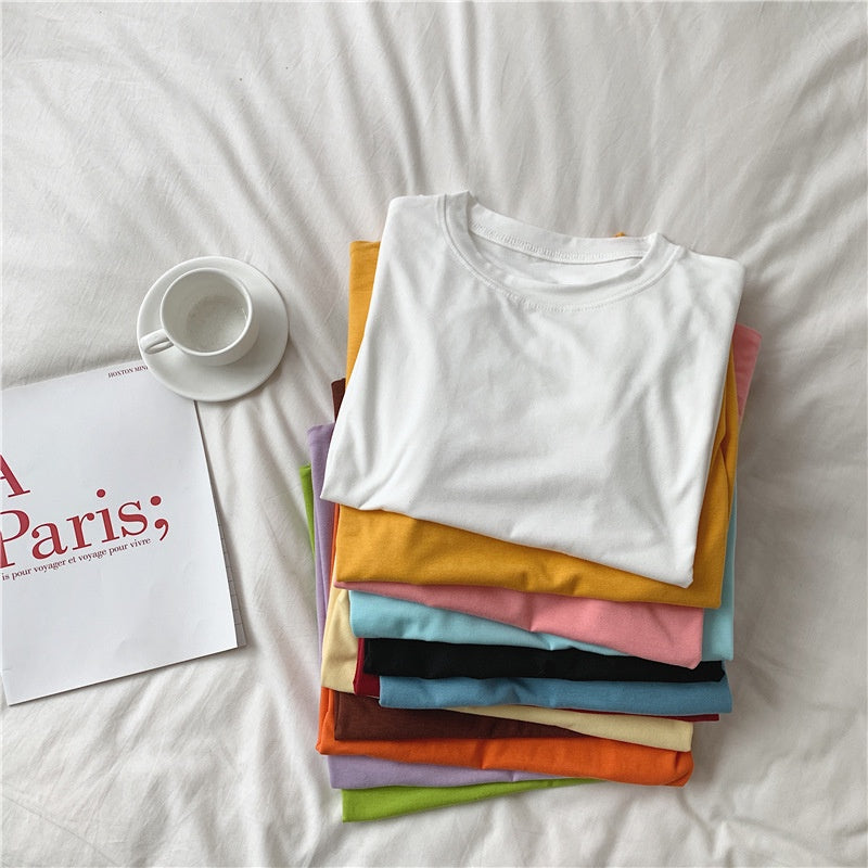 IELGY candy color short-sleeved T-shirt women's summer new loose-fitting blouse
